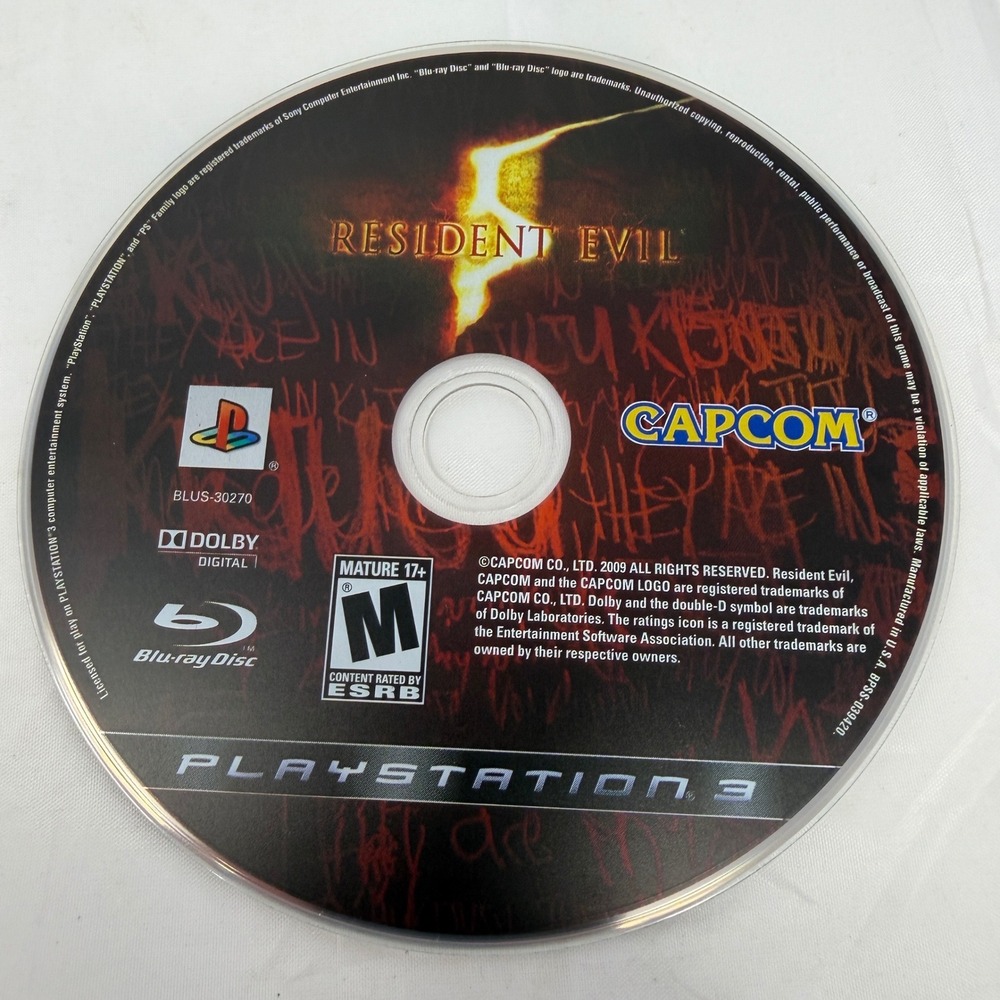 Resident Evil 5 Sony PlayStation 3 PS3 Capcom 2009 BLUS-30270 Disc Only